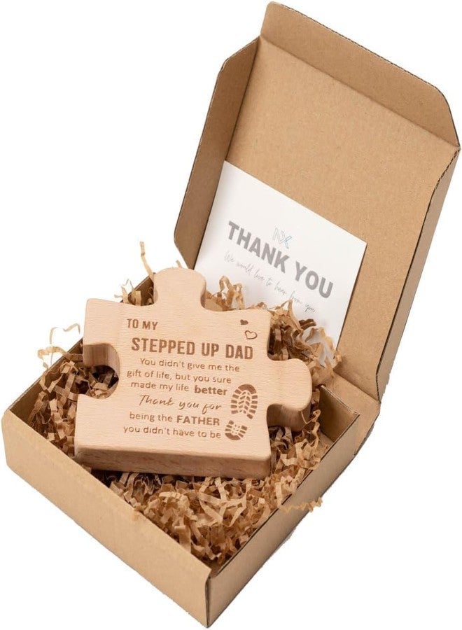 NELXI Best Step Dad Gifts, Bonus Dad Gifts, Wooden Puzzle Keepsake for Stepped Up Father Figure, Father’s Day Present, Birthday Appreciation from Stepdaughter, Meaningful Family Love Home Decor - Image 4